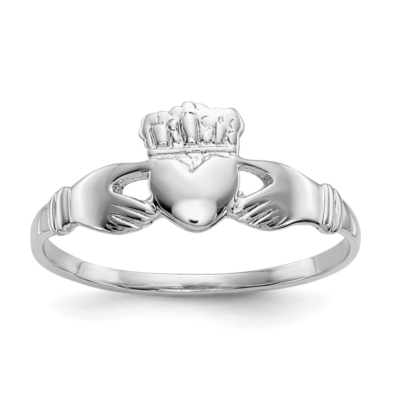14k White Gold Ladies Claddagh Ring