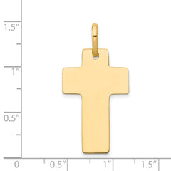 14K Gold Polished Cross Charm with Sleek Solid Design