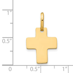 14K Gold Polished Cross Charm with Flat Back Solid & Elegant Design