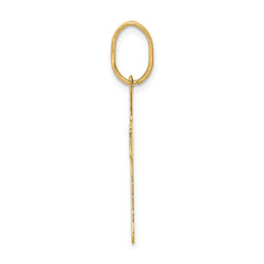 14K Gold Polished Cross Charm with Flat Back Design, 30mm