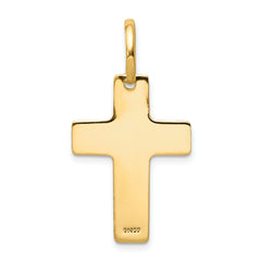 14K Gold Polished Cross Charm with Flat Back Design, 30mm