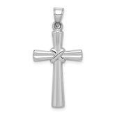 14k White Gold Hollow Cross Pendant