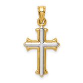 14k w/Rhodium Reversible Hollow Cross Pendant