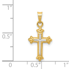 14K Gold & Rhodium Hollow Cross Charm Polished, Elegant, Gift-Ready