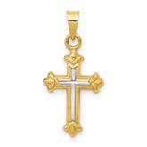 14k w/Rhodium Hollow Cross Charm