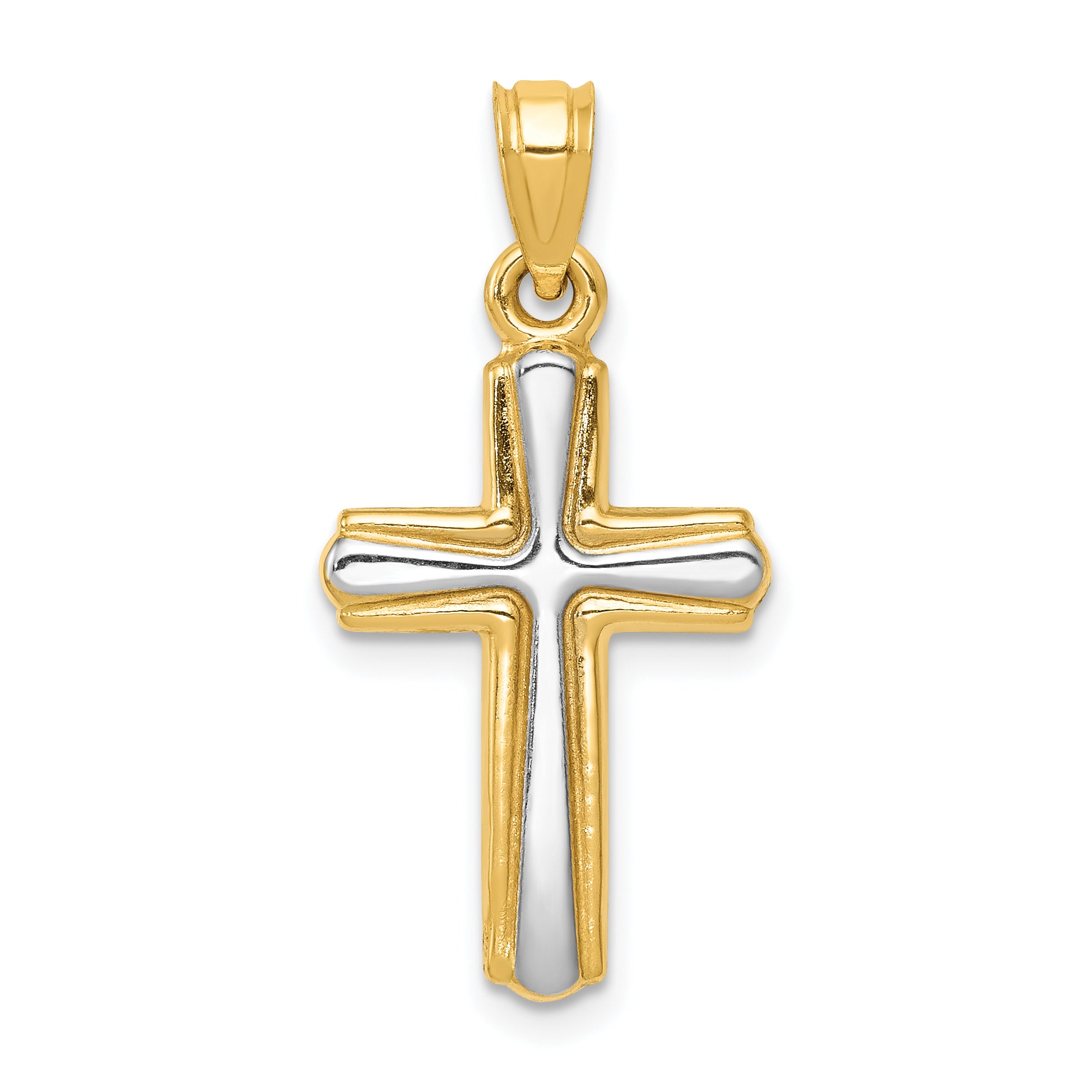 14k w/Rhodium Cross Pendant