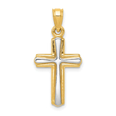 14k w/Rhodium Cross Pendant