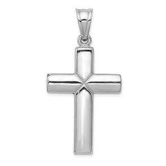 14K White Gold Reversible Crucifix Pendant with Polished Rhodium Finish
