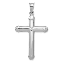 14K White Gold Reversible Crucifix Pendant with Polished Rhodium Finish