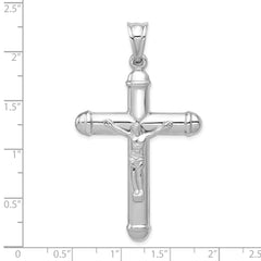 14K White Gold Reversible Crucifix Pendant with Polished Rhodium Finish