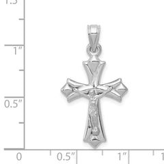 14K White Gold Polished Reversible Crucifix Pendant Elegant and Versatile Design