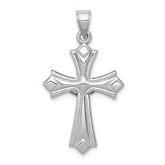 14K White Gold Reversible Crucifix Pendant with Polished Rhodium Finish