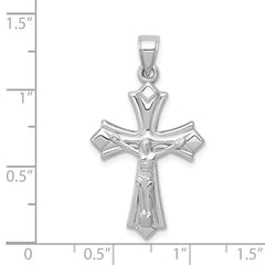 14K White Gold Reversible Crucifix Pendant with Polished Rhodium Finish