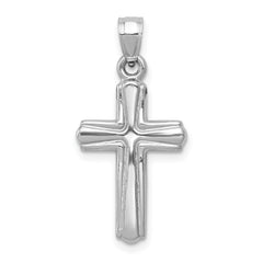 14K White Gold Reversible Crucifix Pendant with Polished Rhodium Finish Versatile & Lightweight Elegance