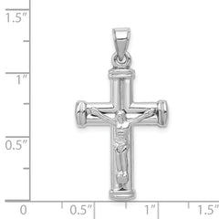 14K White Gold Reversible Crucifix Pendant with Polished Finish Timeless Faith & Elegance