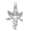 14K White Gold 3D Angel Pendant with Polished Rhodium Finish Symbolic Elegance