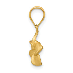 14K Gold Plumeria Floral Charm Pendant with Textured Back, Elegant Island-Inspired Design
