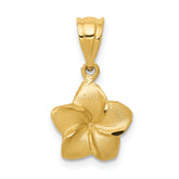 14k Plumeria Floral Charm Pendant
