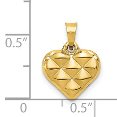 14K Gold 3D Heart Pendant with Polished Textured Finish Lightweight, Elegant, Gift-Ready