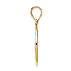 **14K Gold Fancy Filigree Charm with Diamond-Cut Polished Finish Elegant and Timeless Design**