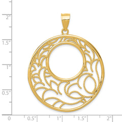 14K Yellow Gold Circle Pendant with Solid Casted Design