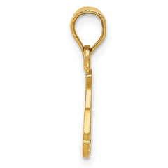 14K Gold Golf Cart Charm with Polished Finish and Textured Detail