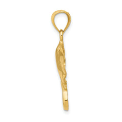 14K Gold Solid Stingray Pendant with Polished Finish for Men