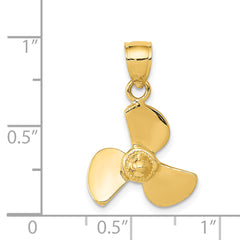 14K Gold Men's Propeller Pendant with Textured Back Solid & Casted
