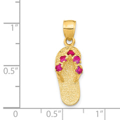 14K Gold January Birthstone Flip Flop Pendant with Cubic Zirconia