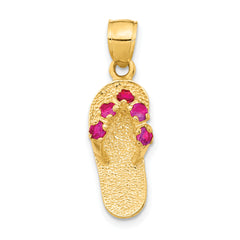 14k 3D January/CZ Birthstone Flip Flop Pendant