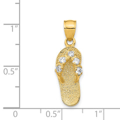 14K Gold April Birthstone Flip Flop Pendant with CZ Gem
