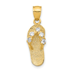 14k 3D April/CZ Birthstone Flip Flop Pendant