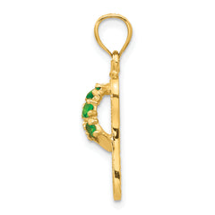 14K Gold May Birthstone Flip Flop Pendant with CZ