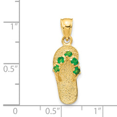 14K Gold May Birthstone Flip Flop Pendant with CZ