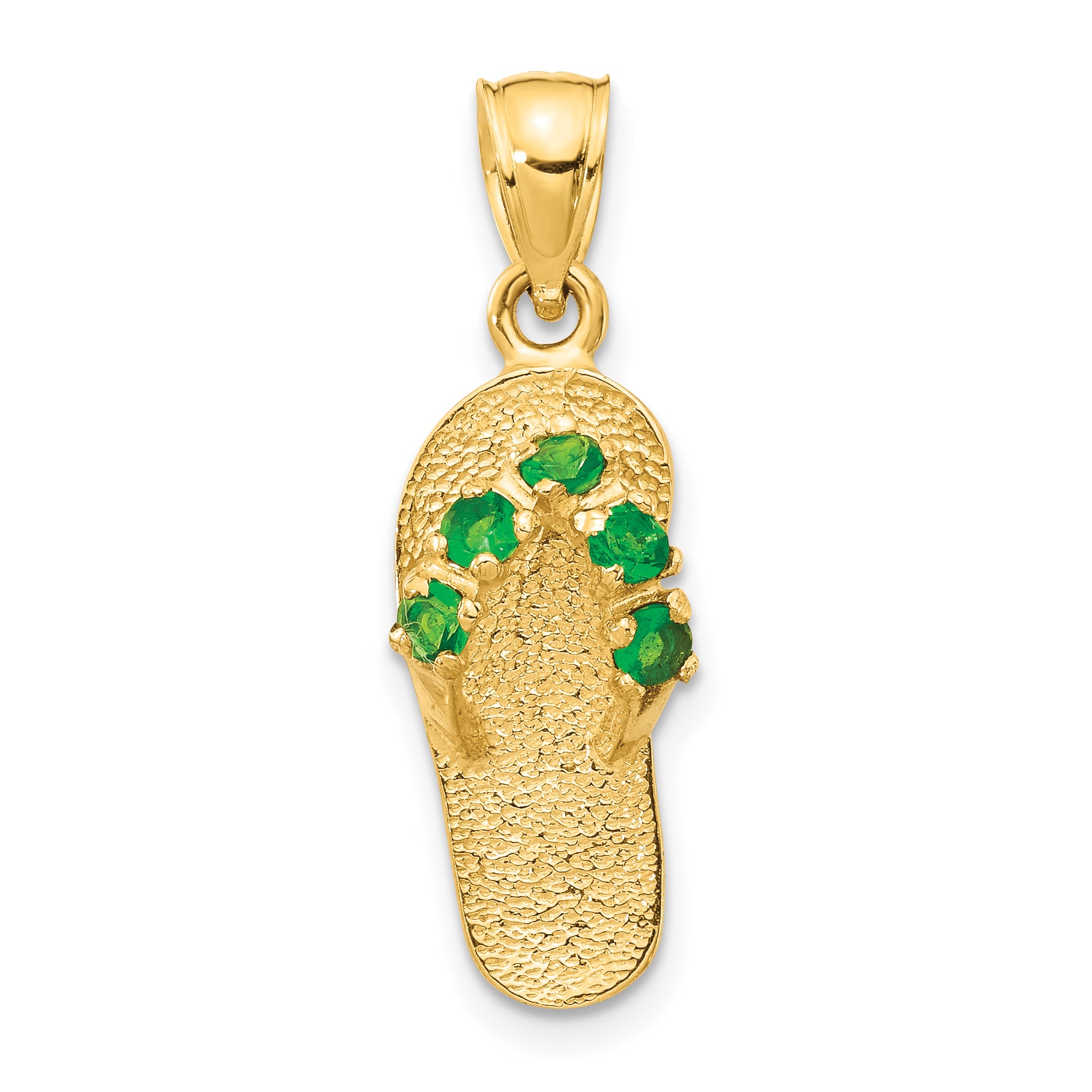 14k 3D May/CZ Birthstone Flip Flop Pendant