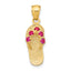14k 3D July/CZ Birthstone Flip Flop Pendant