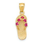 14k 3D July/CZ Birthstone Flip Flop Pendant
