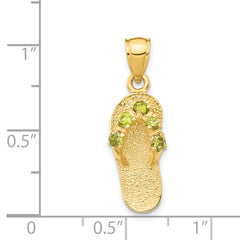 14K Gold August Birthstone Flip Flop Pendant with CZ Stones Stylish & Solid Design