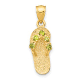 14k 3D August/CZ Birthstone Flip Flop Pendant