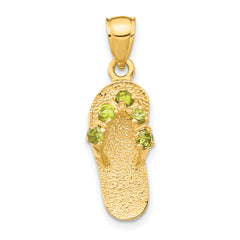 14k 3D August/CZ Birthstone Flip Flop Pendant