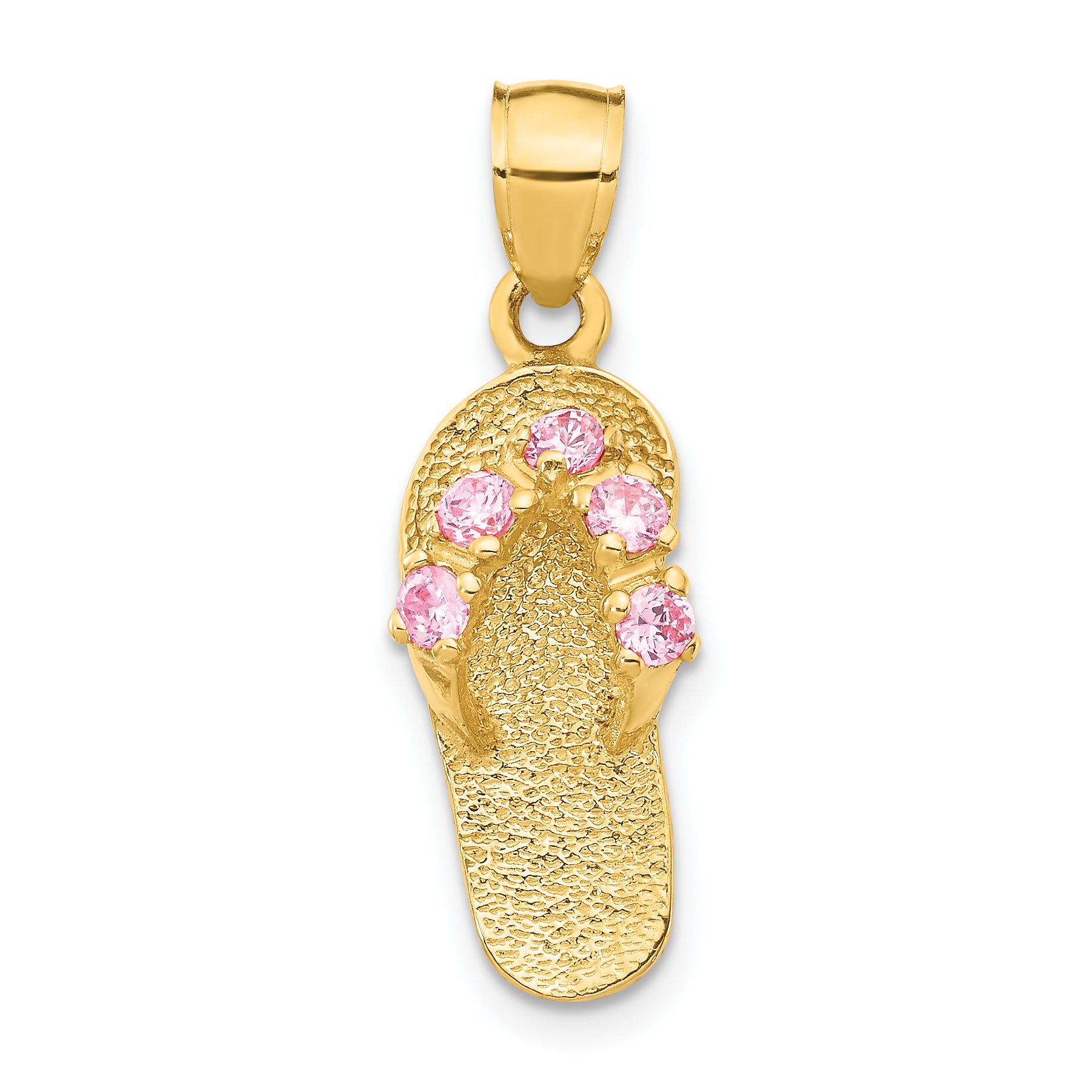 14k 3D October/CZ Birthstone Flip Flop Pendant
