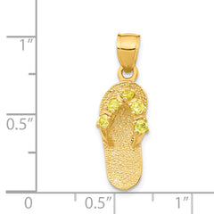 14K Gold November Birthstone Flip Flop Pendant with CZ Detailing