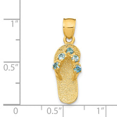 14K Gold 3D December Birthstone Flip Flop Pendant with CZ Gem
