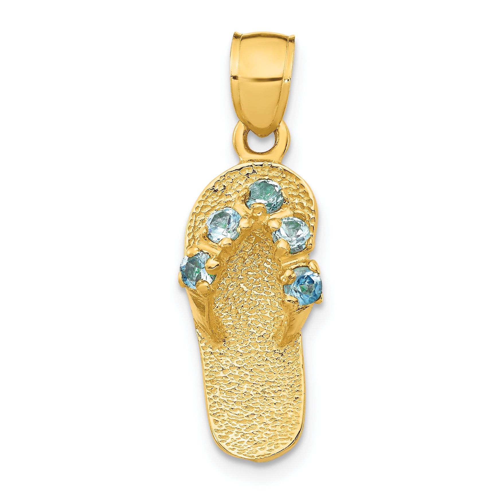 14k 3D December/CZ Birthstone Flip Flop Pendant
