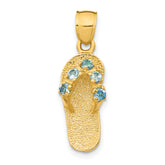 14k 3D December/CZ Birthstone Flip Flop Pendant