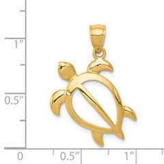 14K Gold Turtle Pendant with Polished Finish Solid and Casted Design for Men