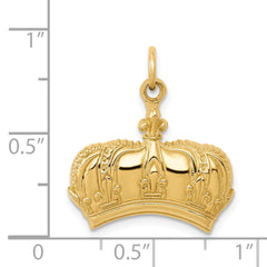 14K Gold Fleur De Lis Crown Charm for Men with Polished Finish
