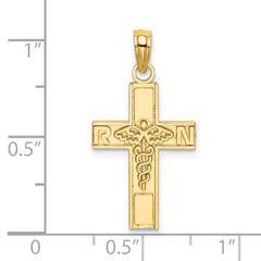 14K RN Caduceus Cross Charm