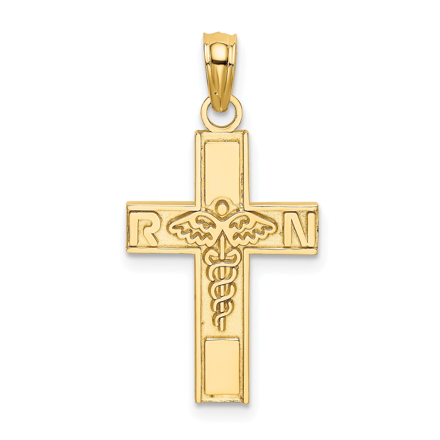 14K RN Caduceus Cross Charm