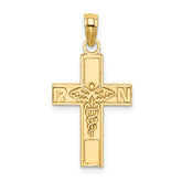 14K RN Caduceus Cross Charm